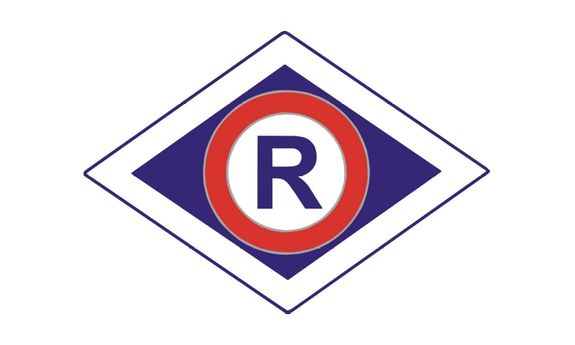 Symbol ruchu drogowego - romb z literą "R"