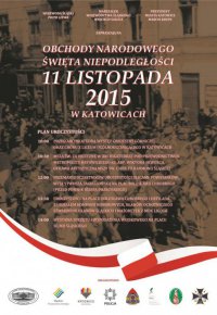Plakat - informacja dotycząca obchodów Święta Niepodległości w Katowicach