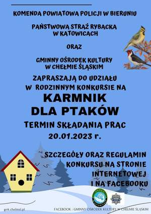 Plakat konkursu na którym są wskazani organizatorzy i termin nadsyłania prac