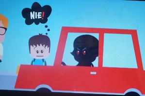 Na zdjęciu widzimy fragment z filmu pokazowego dotyczącego kampanii Mamo! Tato! Tutaj jestem!