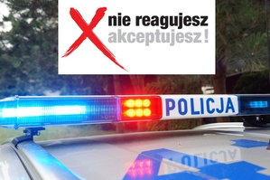 Na zdjęciu widzimy napis nie reagujesz akceptujesz oraz napis Polcija