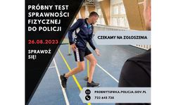 Na zdjęciu widzimy napis próbny test sprawności fizycznej do policji