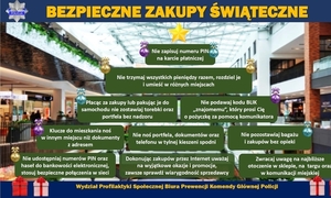 Na zdjęciu widzimy napis bezpieczne zakupy świąteczne