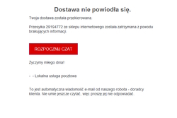 Na zdjęciu widzimy napis dostawa nie powiodła się