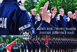 Na zdjęciu widzimy napis Nowy rok - nowy nabór do służby w Policji