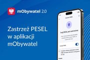 Na zdjęciu widzimy napis Zastrzeż PESEL w aplikacji mObywatel