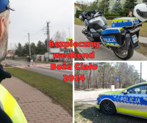 Na zdjęciu widzimy policjanta, radiowóz oraz motocykl policyjny