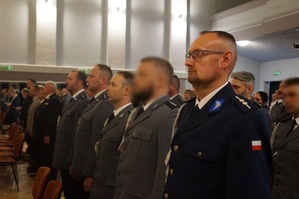 Na zdjęciu widzimy policjantów podczas uroczystości związanych z Świętem Policji 2024