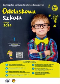 Na zdjęciu widzimy napis Konkurs Odblaskowa Szkoła 2024-czas-start