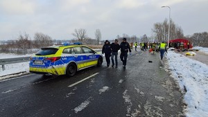 Na zdjęciu widzimy miejsce ćwiczeń wypadku drogowego służb