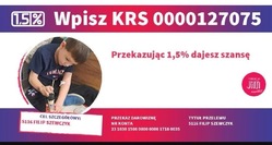 Na zdjęciu widzimy napis Pomóż 5-letniemu Filipkowi walczyć o lepszą przyszłość! Podaruj 1,5% podatku