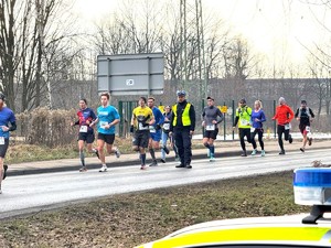 Na zdjęciu widzimy zabezpieczenie 11. Bieruński Bieg Utopca