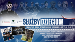 Na zdjęciu widzimy napis Mundurowy Dzień Dziecka w Katowicach – atrakcje dla całych rodzin!
