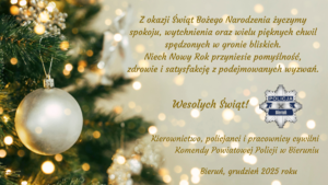 Świąteczne życzenia policjantów i pracowników Komendy Powiatowej Policji w Bieruniu